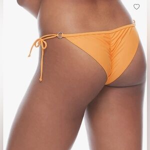 Body Glove Brasilia bikini bottoms, ruched back, side tie light neon orange, L